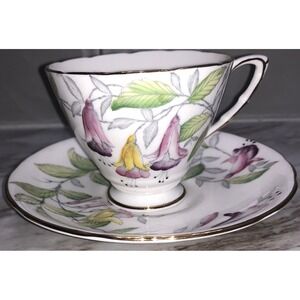 ROYAL STAFFORD Fuchsia English Bone China Footed‎ Teacup and Saucer